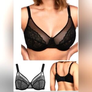HSIA Elegant Black Floral Lace Bra (Size: 34C)